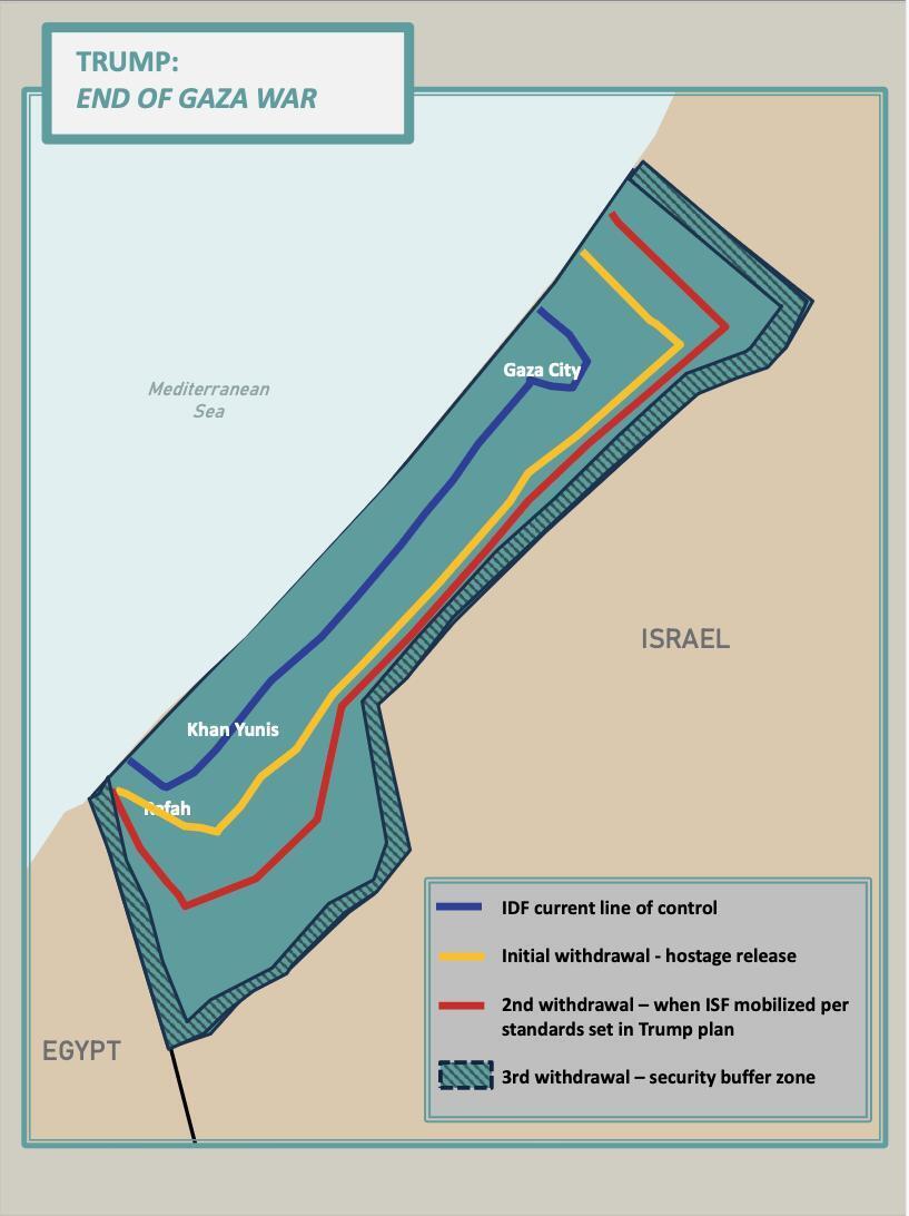 מפת הרצועה לפי התוכנית האמריקנית לסיום המלחמה