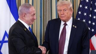 דונלד טראמפ ובנימין נתניהו בפגישתם בבית הלבן