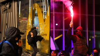 התפרעויות בהפגנה נגד ישראל פרו-פלסטינית בברצלונה ספרד