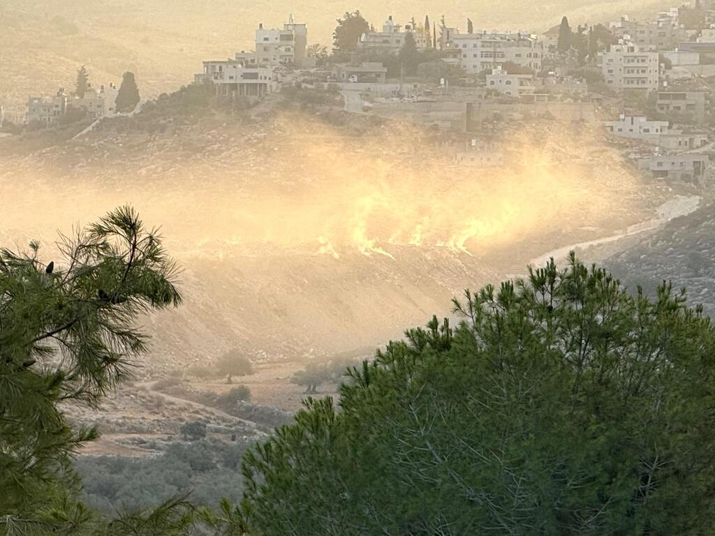 שריפת פסולת ברשות הפלסטינית (צילום: באדיבות תושבי שוהם) שריפת פסולת ברשות הפלסטינית