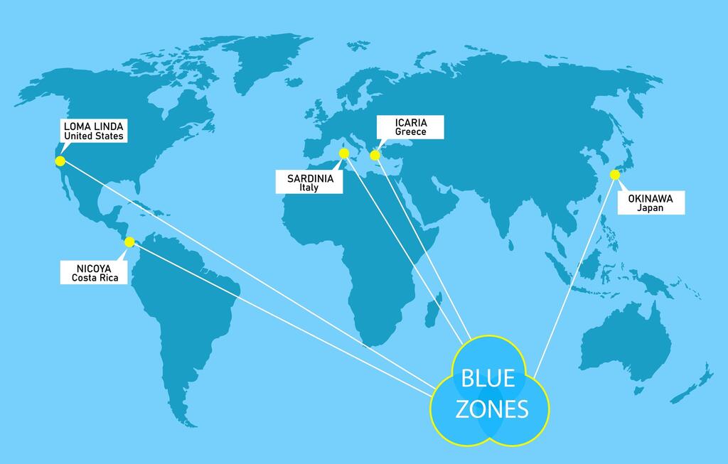 blue zones אזורים כחולים הזדקנות בריאה
