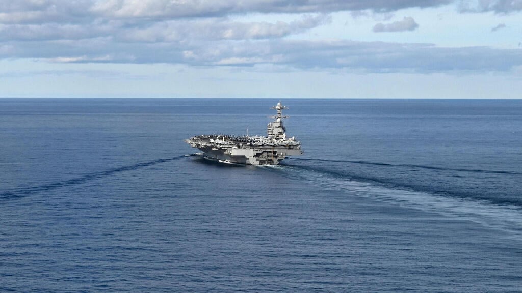 The USS Gerald R. Ford (Photo: Jonathan KLEIN / AFP) נושאת המטוסים האמריקנית "ג'רלד פורד" במהלך תרגיל של נאט"ו