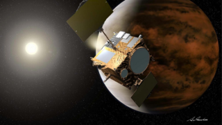 עכשיו לא נשארה אף חללית פעילה במסלול סביב כוכב הלכת השכן. הדמיה בעיני אמן של החללית אקצוקי על רקע נוגה  עכשיו לא נשארה אף חללית פעילה במסלול סביב כוכב הלכת השכן. הדמיה בעיני אמן של החללית אקצוקי על רקע נוגה