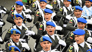 חיילים של צבא אינדונזיה במצעד צבאי, מאי 2025