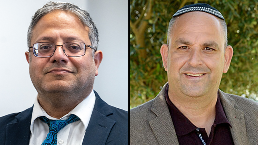 ראש העיר לוד רביבו והשר בן גביר (צילום: קובי קואנקס, שלו שלום) יאיר רביבו, איתמר בן גביר