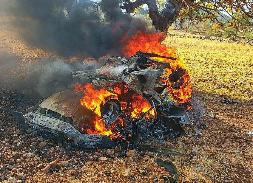 הרכב שהותקף באזור אל־בקאע, אתמול yk14573519