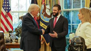 נשיא סוריה אחמד א-שרע בפגישה עם נשיא ארה נשיא סוריה אחמד א-שרע בפגישה עם נשיא ארה