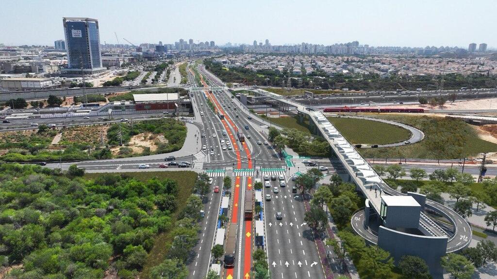 מקטע רחבעם זאבי. הדמייה (צילום: חברת נתיבי איילון) הדמיית הקו החום (מקטע רחבעם זאבי) בראשון לציון