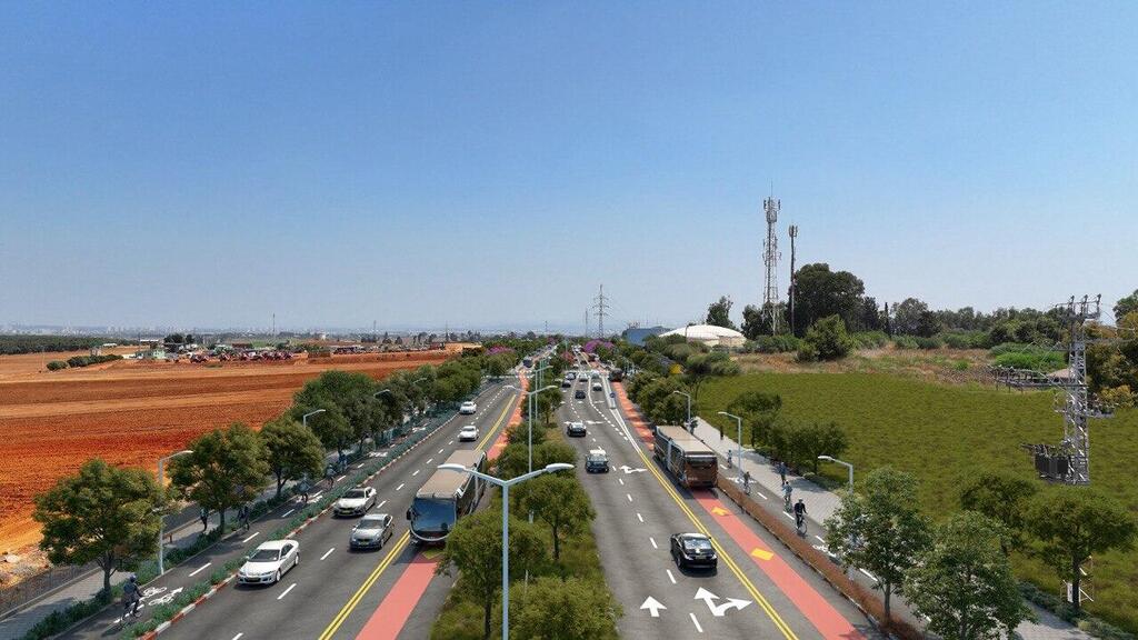 מקטע הרצוג. הדמייה (צילום: חברת נתיבי איילון) הדמיית הקו החום - מקטע הרצוג בראשון לציון