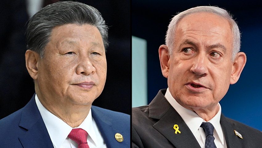 שינוי כיוון ישראלי. רה"מ נתניהו והנשיא שי (צילום: ALEXANDER NEMENOV/Pool via REUTERS, Nathan Howard/AP) שינוי כיוון ישראלי. רה"מ נתניהו והנשיא שי
