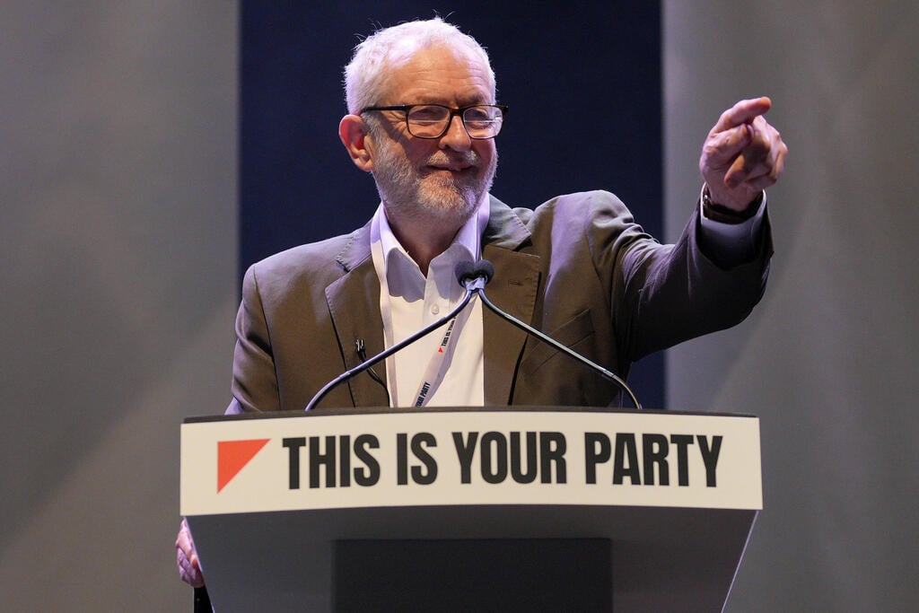 Former Labour leader Jeremy Corbyn, one of the most controversial figures in British politics regarding Israel (Photo: Christopher Furlong/Getty Images) ג'רמי קורבין ועידת בכורה של מפלגתו החדשה ב בריטניה