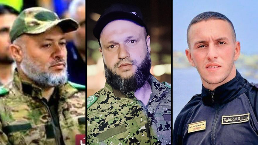 בן הבכיר, מפקח על "טקסי החטופים" ומג"ד מזרח רפיח. מימין: חמד, אבו לבדה ואל-בוואב מחבל חמאס איסמעיל אבו לבדה מפקד גדוד רפיח אבו אחמד אל-בוואב עבדאללה חמד