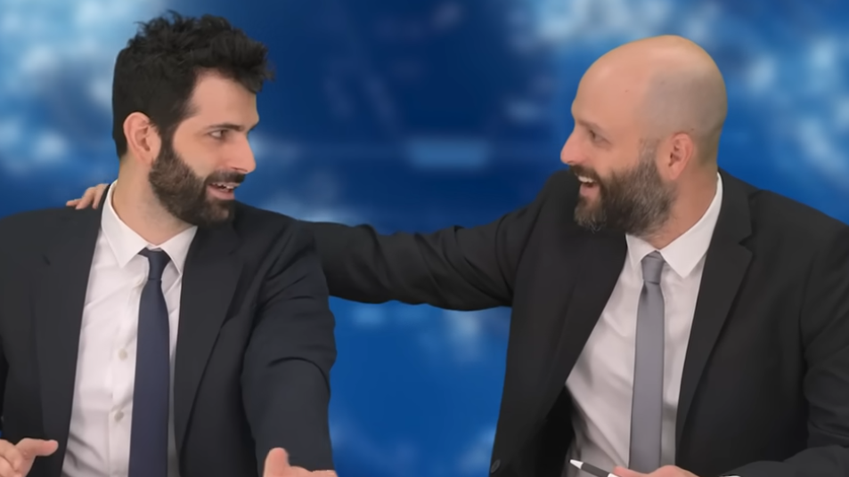"עובדים במה שאנחנו אוהבים ומצליחים להתפרנס". מתוך "חורים בהשכלה" (צילום מסך מערוץ היוטיוב "דונקי") עמרי הכהן ואור בוטבול מתוך "חורים בהשכלה"