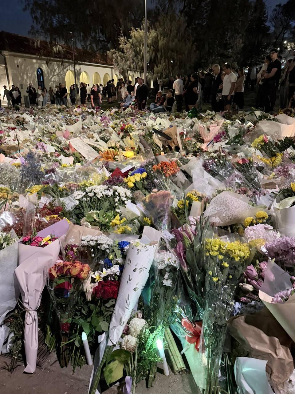 כר הזרים של המנחמים בבונדי ביץ' (צילום: סעיף 27א לפי חוק זכויות יוצרים) זרים ונרות הונחו במקום הפיגוע בבונדיי ביץ'