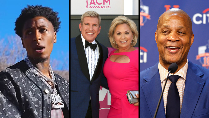 From right to left: former baseball star Darryl Strawberry, reality TV stars Julie and Todd Chrisley, and rapper YoungBoy (Photo: Kathy Hutchins/shutterstock, AP Photo/Noah K. Murray, File) טוד ו ג'ולי כריסלי כוכבי ריאליטי בארה"ב בצילום מ-2017
