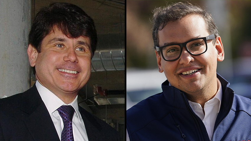 Former Rep. George Santos and former Illinois Gov. Rod Blagojevich (Photo: AP) רוד בלאגוייביץ' מושל אילינוי לשעבר בצילום מ-2013