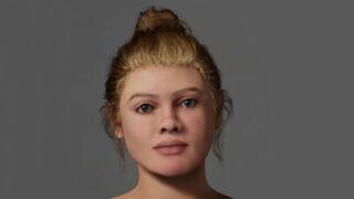 תמונה דיגיטלית שנוצרה מסריקה תלת-ממדית של גולגולתה של 