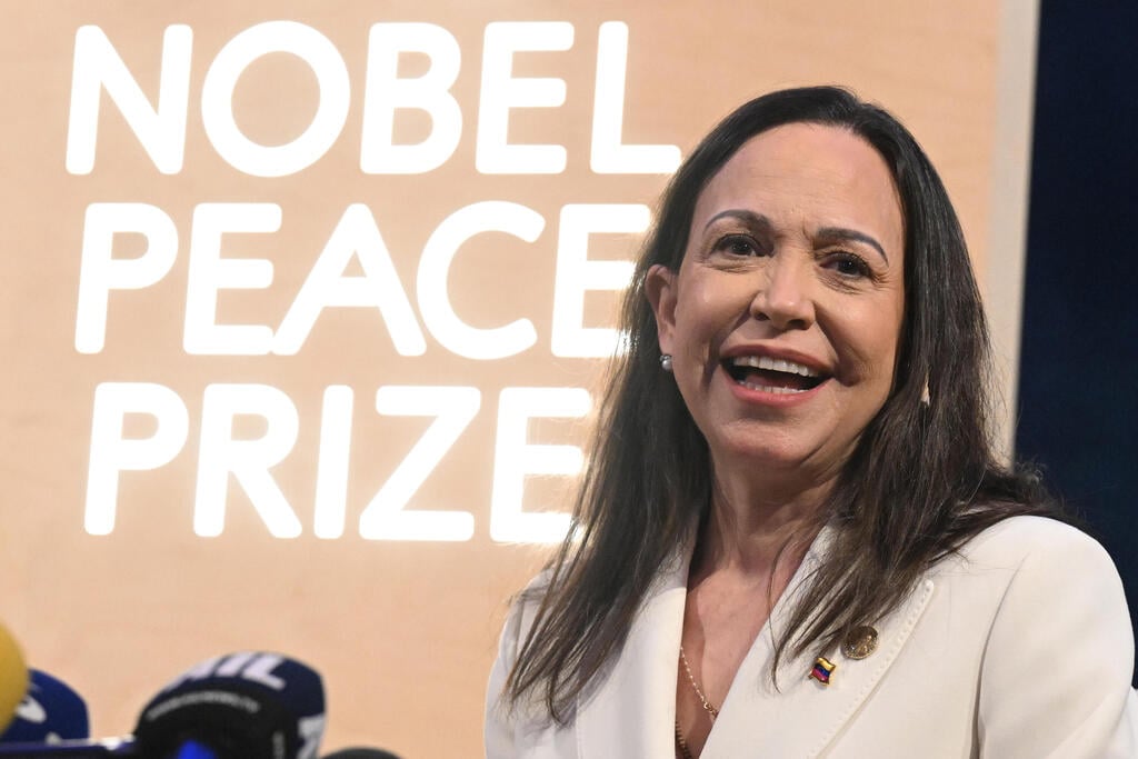 María Corina Machado (Photo: Rune Hellestad/Getty Images) מריה קורינה מצ'אדו מנהיגת האופוזיציה ב ונצואלה אחרי קבלת פרס נובל לשלום ב אוסלו 11 בדצמבר