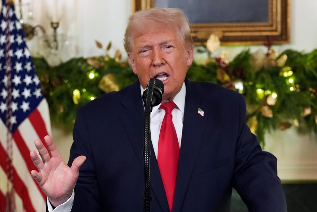 US President Donald Trump (Photo: Doug Mills/The New York Times via AP, Pool) נשיא ארה"ב טראמפ בנאום לאומה מהבית הלבן