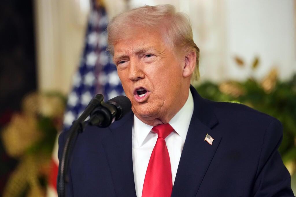 US President Donald Trump (Photo: Doug Mills/The New York Times via AP, Pool) נשיא ארה"ב טראמפ בנאום לאומה מהבית הלבן