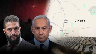 בנימין ביבי נתניהו, אחמד א-שרע על רקע מפה מפת סוריה בנימין ביבי נתניהו, אחמד א-שרע על רקע מפה מפת סוריה
