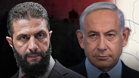בנימין ביבי נתניהו, אחמד א-שרע על רקע מפה מפת סוריה