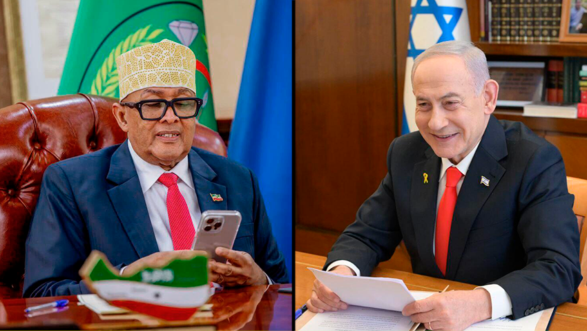Somaliland president and Benjamin Netanyahu (Photo: Amos Ben Gershom, Dr. Mohamed Hagi) נתניהו ונשיא סומלילנד