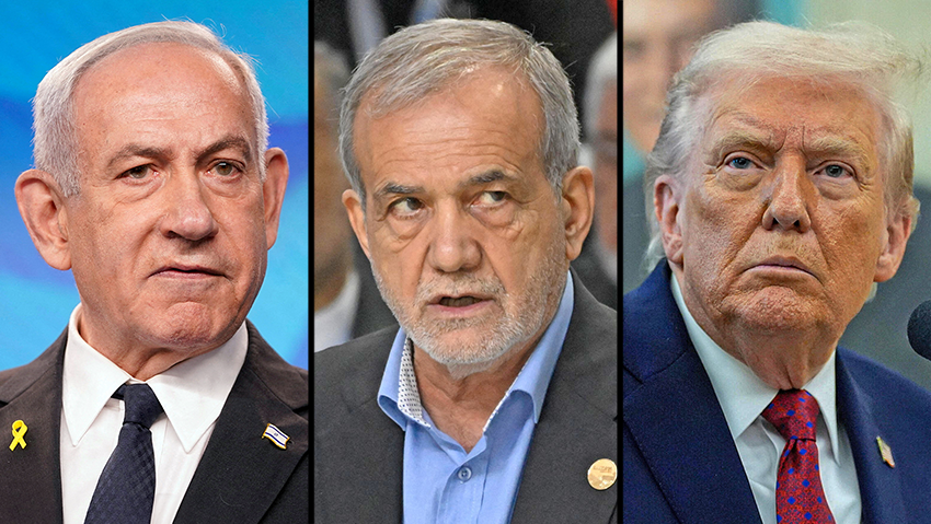 Benjamin Netanyahu, Masoud Pezeshkian, Donald Trump 