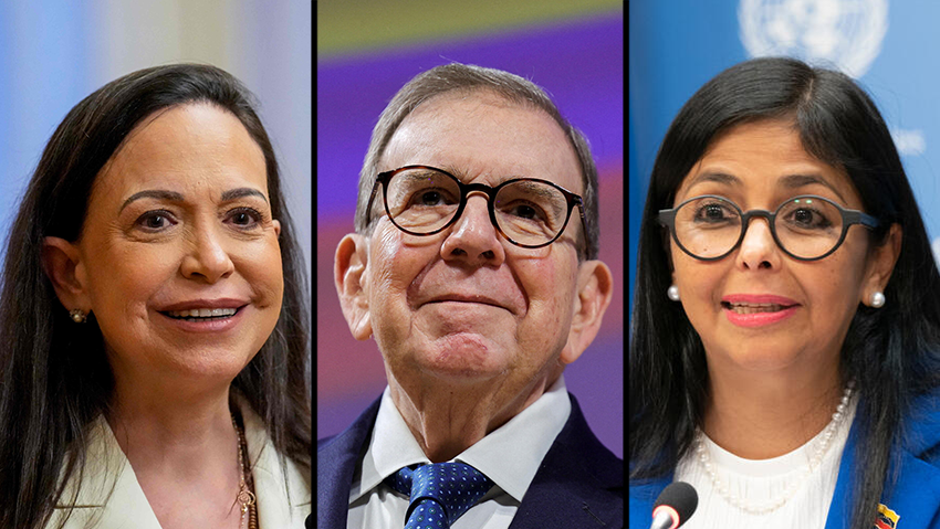 María Corina Machado, Edmundo González, Delcy Rodríguez (Photo: Lev Radin/Shutterstock, Ole Berg-Rusten / NTB / AFP, REUTERS/Yara Nard) דלסי רודריגז, אדמונדו גונזלס, מריה קורינה מצ׳אדו