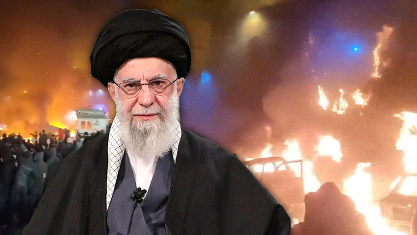 Photo: Social Media/via REUTERS, AFP/HO/KHAMENEI.IR מחאות איראן ב טהרן