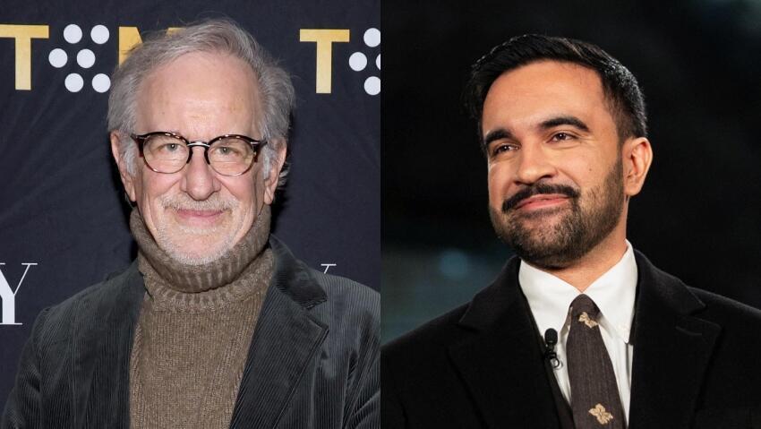 Zohran Mamdani and Steven Spielberg (Photo: Amir Hamja/Pool via Reuters, Mike Coppola, GettyImages) זוהראן ממדאני וסטיבן ספילברג