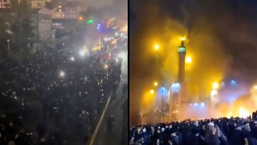 Anti-regime protests in Iran (Photos: Social Media/via Reuters) הפגנה טהרן איראן 9 בינואר
