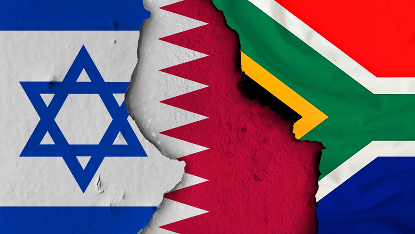 The flags of Israel, Qatar and South Africa (Photo: Shutterstock) The flags of Israel, Qatar and South Africa