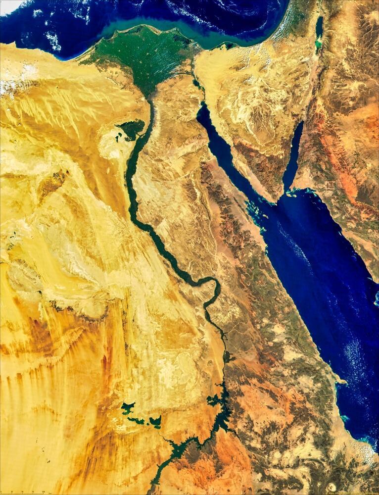 דלתת הנילוס בצילום לווייני (צילום: BEST-BACKGROUNDS/Shutterstock) דלתת הנילוס בצילום לווייני