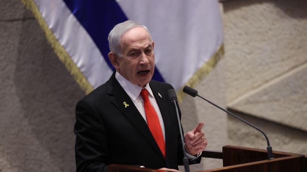 נתניהו. "פתיחת המעבר הותנתה בהשבתם של כל החטופים החיים וביצוע 100% מאמץ מצד החמאס לאיתורם" (צילום: אלכס קולומויסקי) דיון 40 חתימות במליאת הכנסת