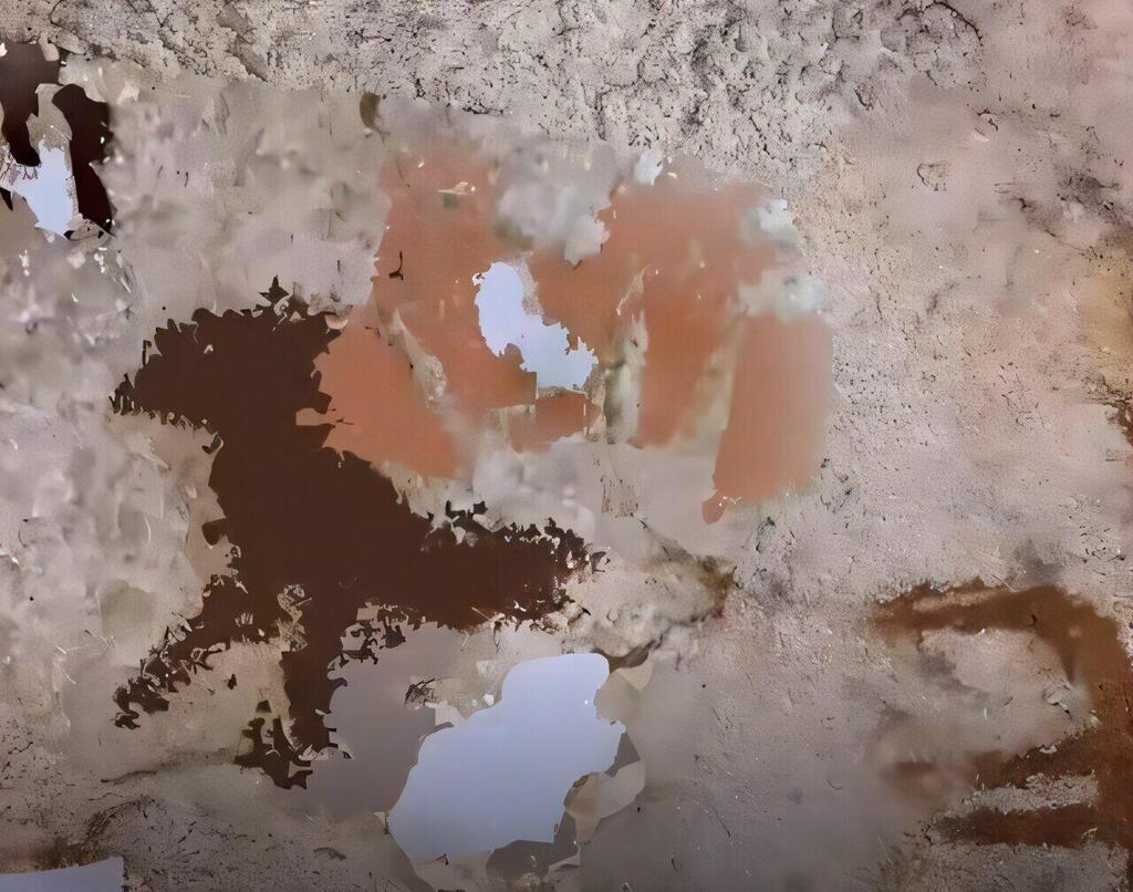 כף היד המקוטעת שזוהתה על קיר מערה באי סולאווסי, ותוארכה כבת 67,800 שנים לפחות (צילום: Max Aubert) כף היד המקוטעת שזוהתה על קיר מערה באי סולאווסי, ותוארכה כבת 67,800 שנים לפחות