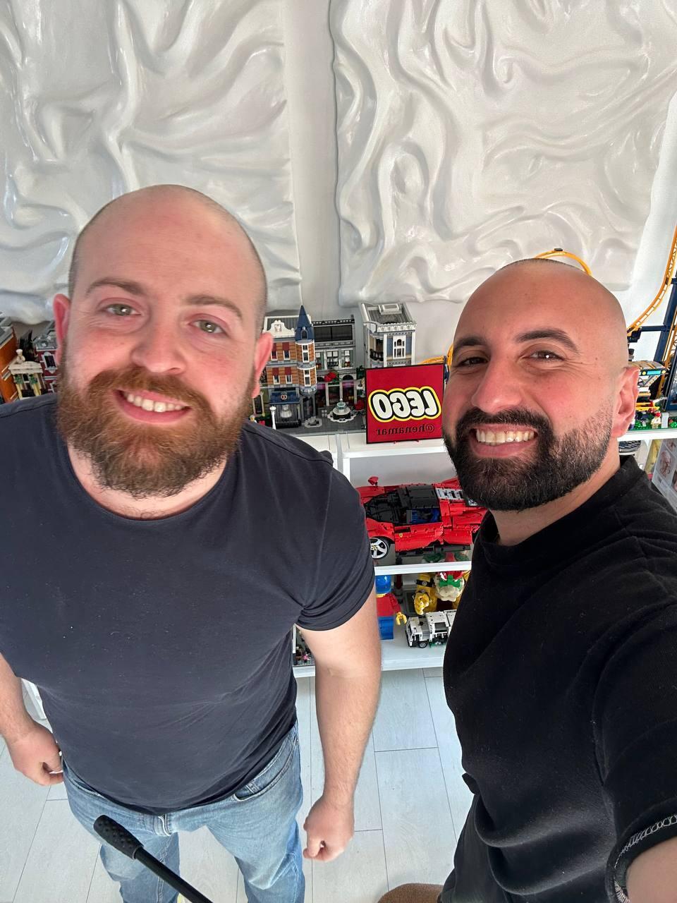 Bar Gindy, left, host of the People and Collectors podcast, with LEGO creator Hen Amar at Amar’s home, now transformed into a living LEGO museum (Photo: Bar Gindy) Bar Gindy, left, host of the People and Collectors podcast, with LEGO creator Chen Amar at Amar’s home, now transformed into a living LEGO museum