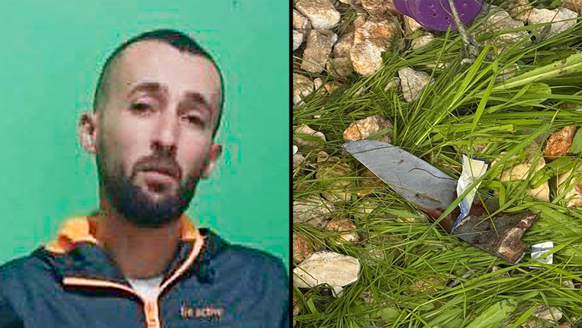 המחבל אחמד אבו אלרוב והסכין שבה השתמש (צילום: דוברות המשטרה ) תיעוד מהפיגוע בבית שאן