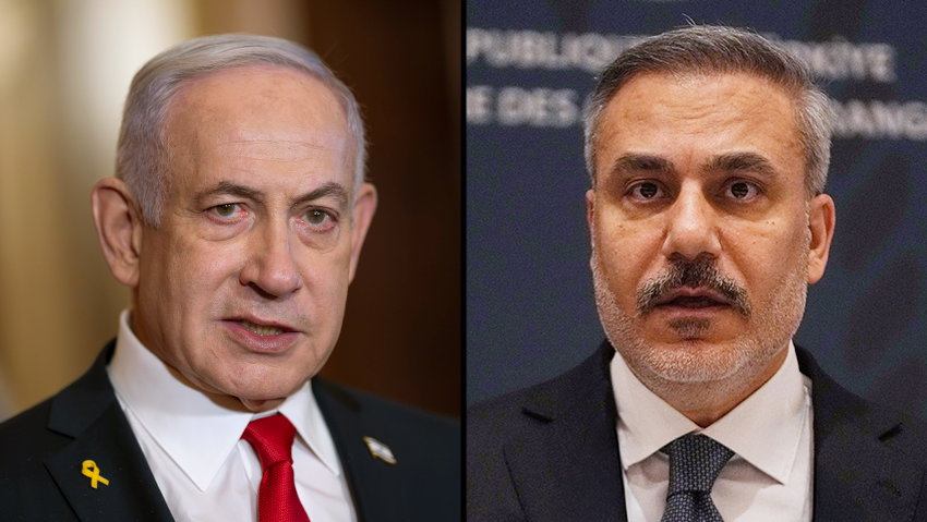 Prime Minister Benjamin Netanyahu, Turkish Foreign Minister Hakan Fidan (Photo: AP Photo/Khalil Hamra, AP Photo/J. Scott Applewhite) הקאן פידאן, בנימין נתניהו