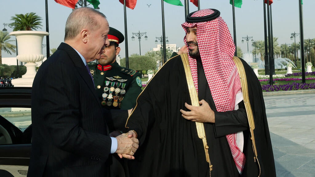 Turkish President Recep Tayyip Erdogan and Crown Prince Mohammed bin Salman (Photo: Murat Cetinmuhurdar/Turkish Presidential Press Office/ Reuters) ריאד סעודיה נשיא טורקיה רג'פ טראיפ ארדואן עם מוחמד בן סלמאן