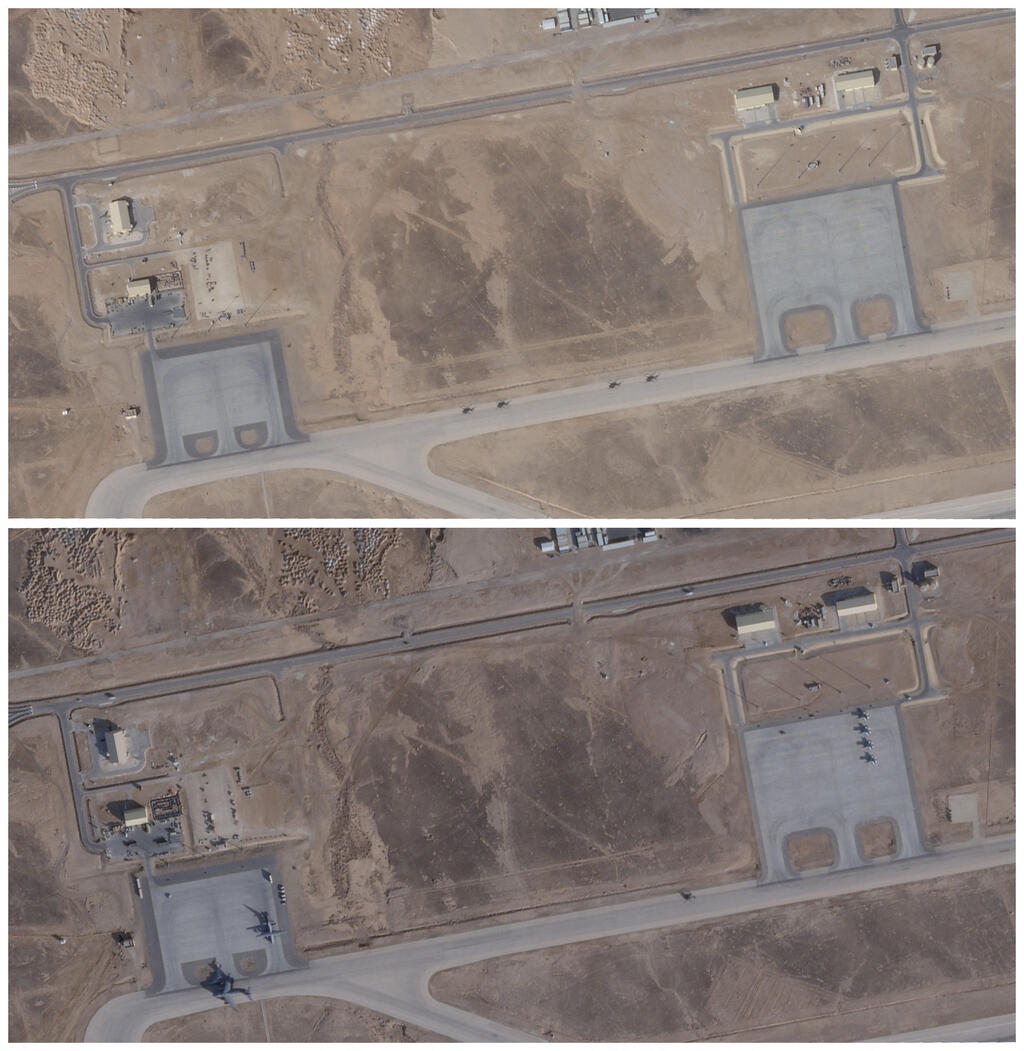 Satellite images: U.S. forces at Muwaffaq Salti Air Base before the war began in February (Phoot: 2026 PLANET LABS PBC/Handout via REUTERS) בסיס מואפק א-סלטי