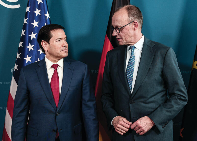 קנצלר גרמניה מרץ ושר החוץ האמריקאי רוביו