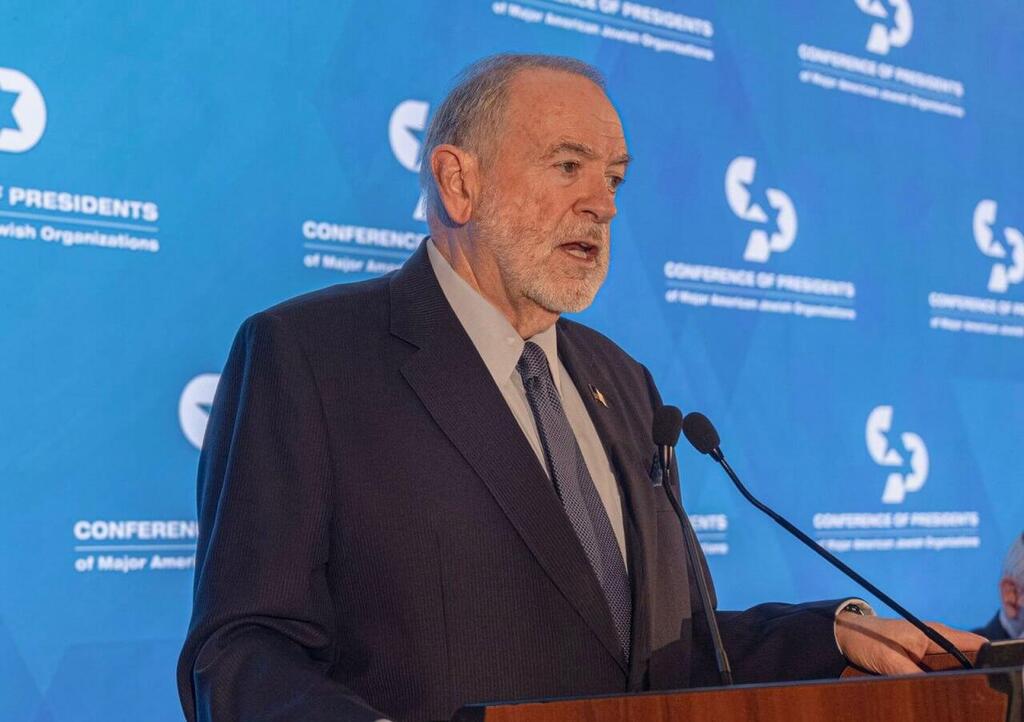 US Ambassador to Israel Mike Huckabee שגריר ארה״ב בישראל מייק האקבי בוועידת הנשיאים של הארגונים היהודיים