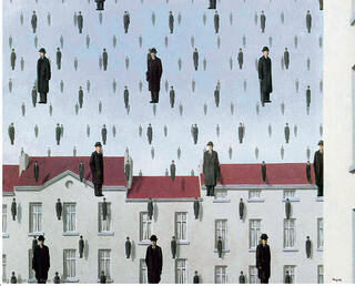 גשם של אנשים. ציור מאת רנה מגריט