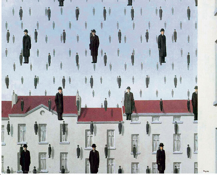 גשם של אנשים. ציור מאת רנה מגריט גשם של אנשים. ציור מאת רנה מגריט