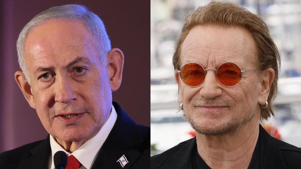 U2's Bono slams Benjamin Netanyahu in interview following release of band's new EP (Photo: Alex Kolomoisky; Joel C Ryan/Invision/AP) בונו ובנימין נתניהו