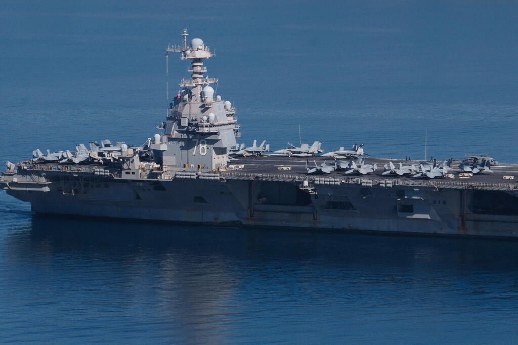 Aircraft carrier USS Gerald R. Ford (Photo: AP/ Giannis Angelakis) נושאת המטוסים ג'רלד פורד