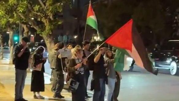 Anti-Israel protest outside premiere of 'Scream 7' הפגנה אנטי ישראלית מחוץ להקרנת "צעקה 7"