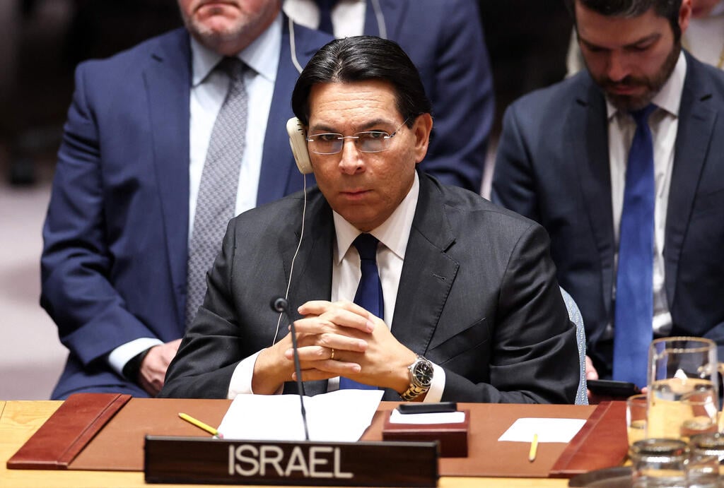 Israel’s ambassador to the United Nations, Danny Danon (Photo: CHARLY TRIBALLEAU / AFP) דני דנון בדיון מועצת הביטחון