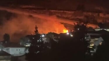 A fire near breaks out near Shlomi, a town in northern Israel near the border with Lebanon, following a manhunt for a suspected drone שריפה באזור שלומי לאחר מצוד על כטב"ם